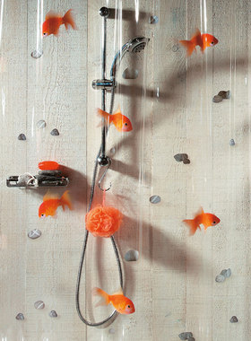 SPIRELLA浴帘品牌卫浴卫生间浴室防水加厚PEVA隔断帘 金鱼戏石