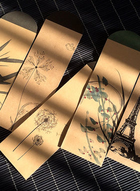 古典中国风水墨蒲公英铁塔小信封