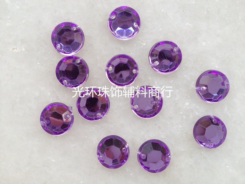 diy紫色圆形亚克力手缝钻