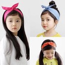韩国儿童头饰品宝宝女童发夹彩色布艺兔耳朵发箍蝴蝶结头发带