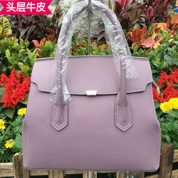 2017春夏新款头层牛皮荔枝纹贝壳包 单肩斜挎真皮女包 软皮包包