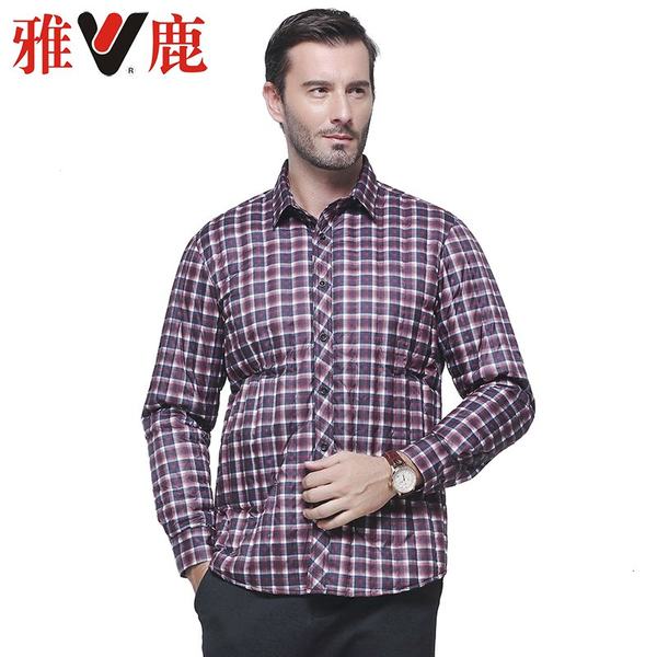 雅鹿 轻薄保暖羽绒 含90%白鸭绒 男式长袖格子衬衫 优惠券折后¥59包邮(¥99-40)4色可选 雅鹿 轻薄保暖羽绒 含90%白鸭绒 男式长袖格子衬衫 优惠券折后¥59包邮(¥99-40)4色可选