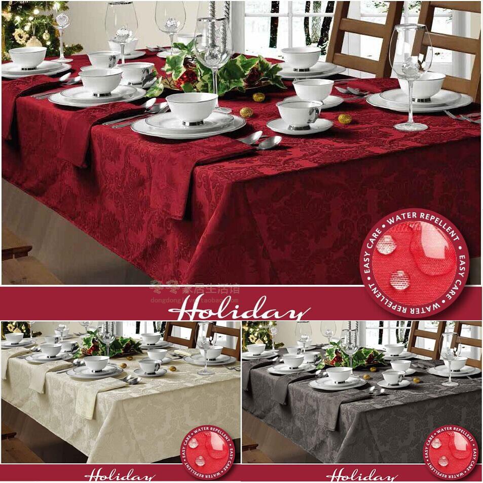 出口欧美素色提花花朵方格桌布