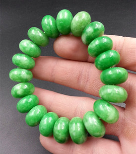 天然玉石翡翠玉阳绿玉手链白底青手链豆种手链平安扣手链玉手串