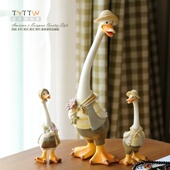 可爱 饰 田园一家三口鸭树脂摆件创意儿童房动物桌面家居饰品装