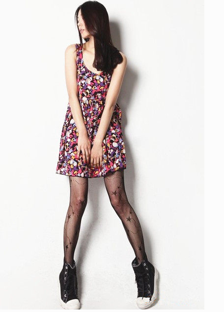 夜店复古镂空网眼提花打底裤袜