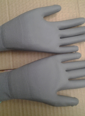包邮灰色PU涂掌手套尼龙手套劳保工作PU手套防静电手套