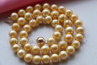 今生有你9-10MM金色天然珍珠项链正圆品质佳精致款礼物女正品包邮
