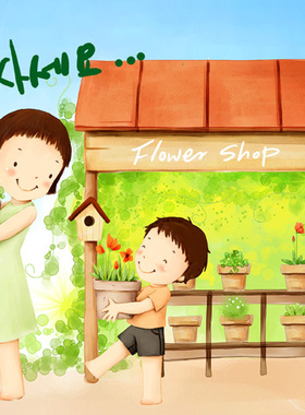 可爱儿童海报定做韩国插画儿童房海报 胎教海报婴儿画 D1219C