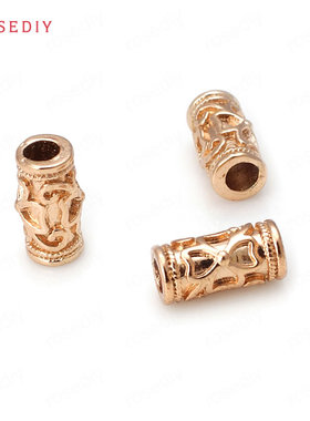 Diy饰品材料铜镀真金项链手链配件 四叶草小短管圆柱珠隔珠 30797