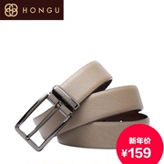 Honggu 2015 counters authentic red Valley business casual leather pin buckle men's belt 2649