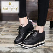 Puqi, spring 2016 new thick-soled platform shoes yinglunbuluoke shoes flats casual shoes leather shoes women's shoes