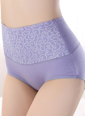 妈妈纯棉高腰束腹全棉大码三角内裤女士提臀收腰女式L-4XL1049