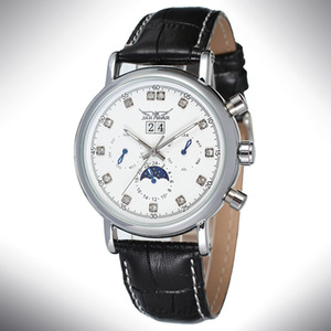 JARAGAR 六针带日历钻石刻度星星月亮机械皮带手表23