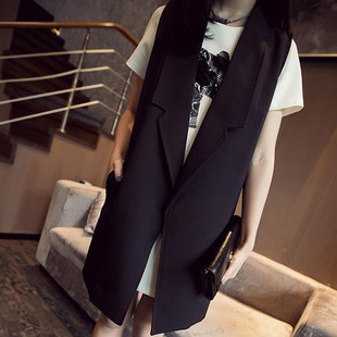 韩版 西装 中长款 坎肩宽松西服领休闲修身 马甲女 大码 2026春秋新款