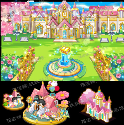 falsh 矢量游戏 城堡蔷薇花 喷泉 魔法书花园场景素材文件