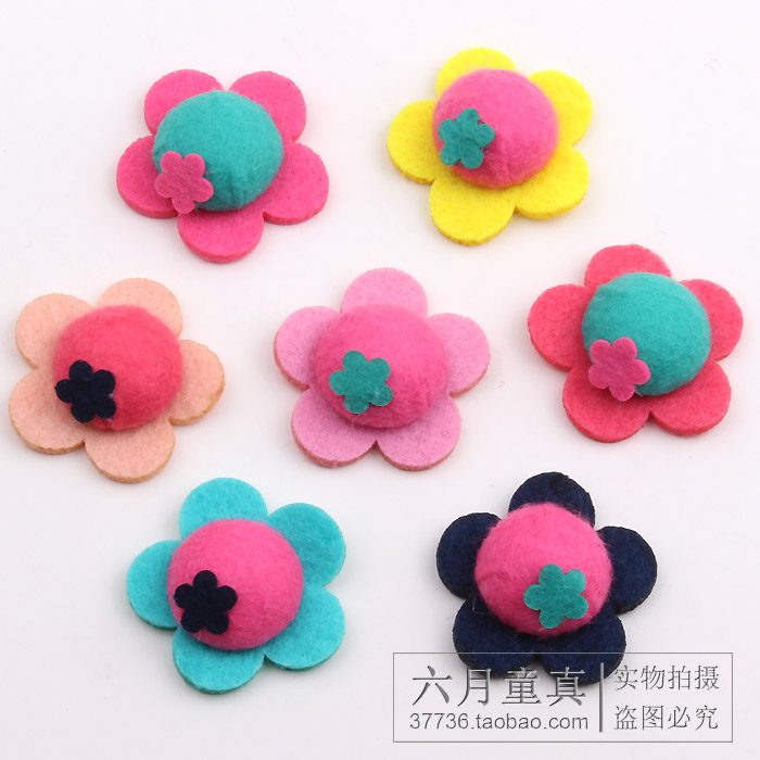 儿童甜美花朵布贴 手工diy发卡材料配件 头花发箍发夹发圈发饰品