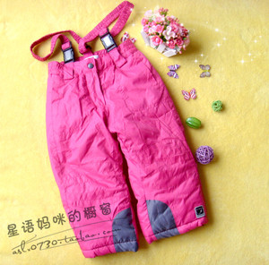 五折原单女儿童滑雪裤保暖防水防风夹棉裤背带裤冲锋裤2-6岁2174