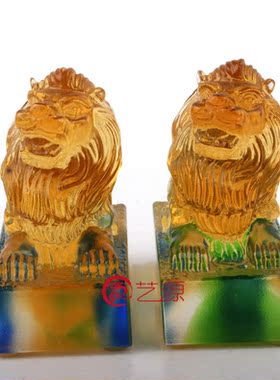 琉璃高档创意商务艺术品狮子印章