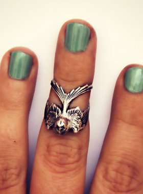 飞鸟男女镀银维多利亚戒指开口