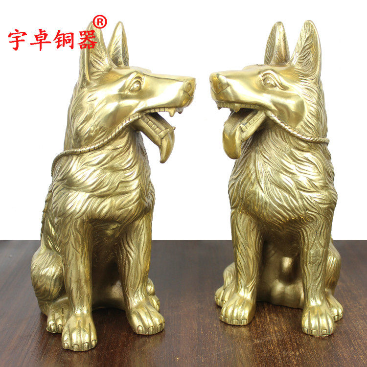 宇卓铜器 纯铜狗生肖狗黄铜狗家居装饰品工艺品摆件