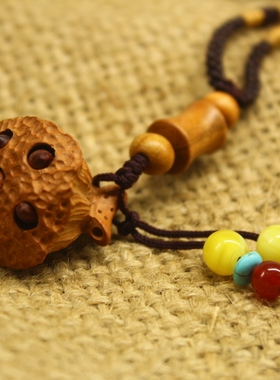 桃木莲蓬吊坠莲子竹节项链女长款