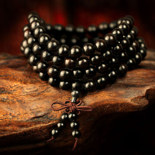 印尼黑檀木108颗手链手串6mm精工打磨黑檀手串 串珠送礼手串