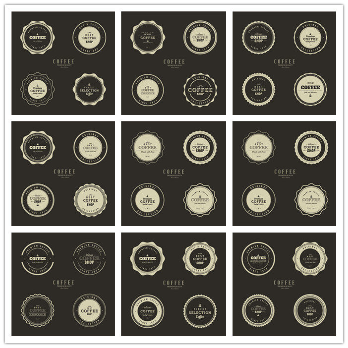 A2236矢量欧美风格商务咖啡店LOGO标签英文字母模板 AI设计素材