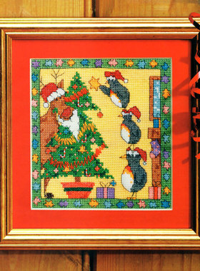 R线小小鱼精准印花十字绣套件欧式杂志Crazy67-3企鹅圣诞卡通动物