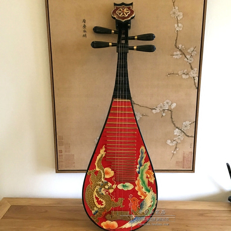 中式创意家居装饰品手绘彩绘仿古琵琶乐器壁饰背景墙挂件玄关挂饰