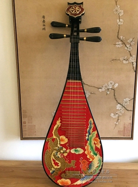 中式创意家居装饰品手绘彩绘仿古琵琶乐器壁饰背景墙挂件玄关挂饰