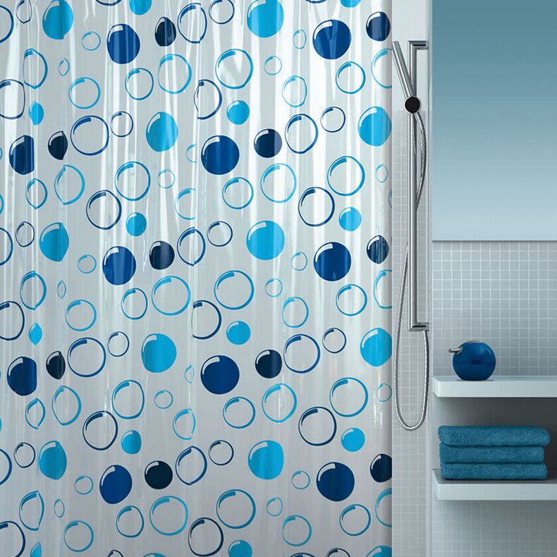 SPIRELLA/丝普瑞蓝气泡PVC防霉防水浴帘浴室隔断帘卫生间浴室帘子