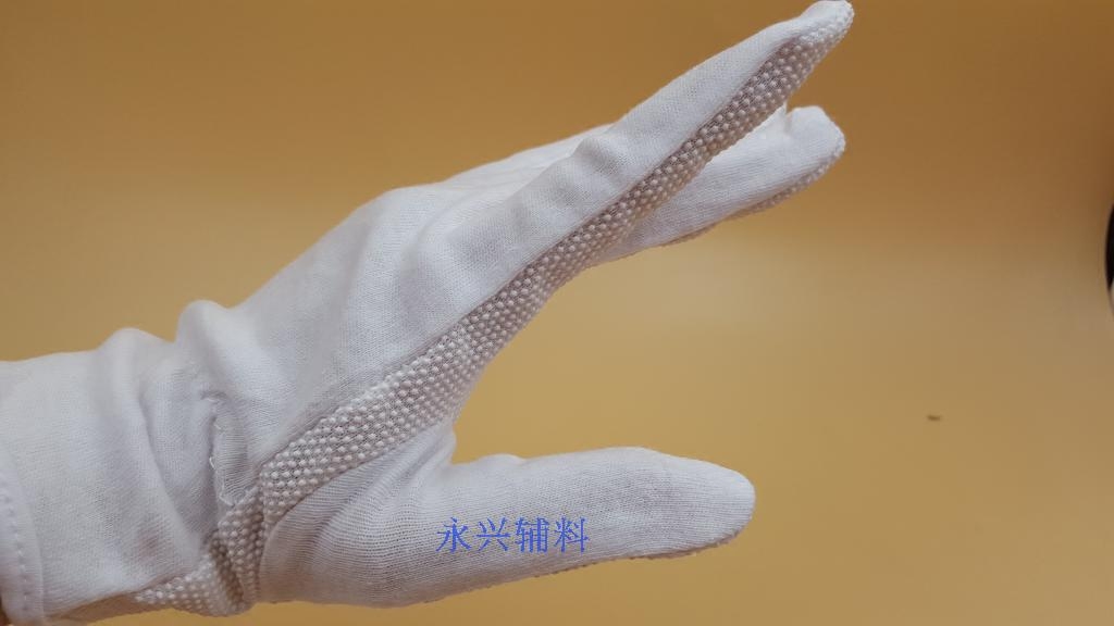 全白胶点升旗棉纱礼仪作业手套