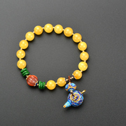 Thai female natural amber bracelets 925 Silver silver plated kettles grilled blue accessories