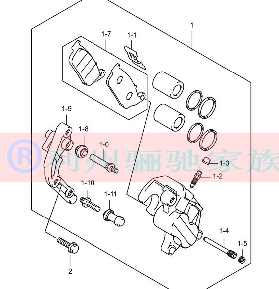 GW250摩托车前制动钳器总成刹车摩擦片制动卡钳支架