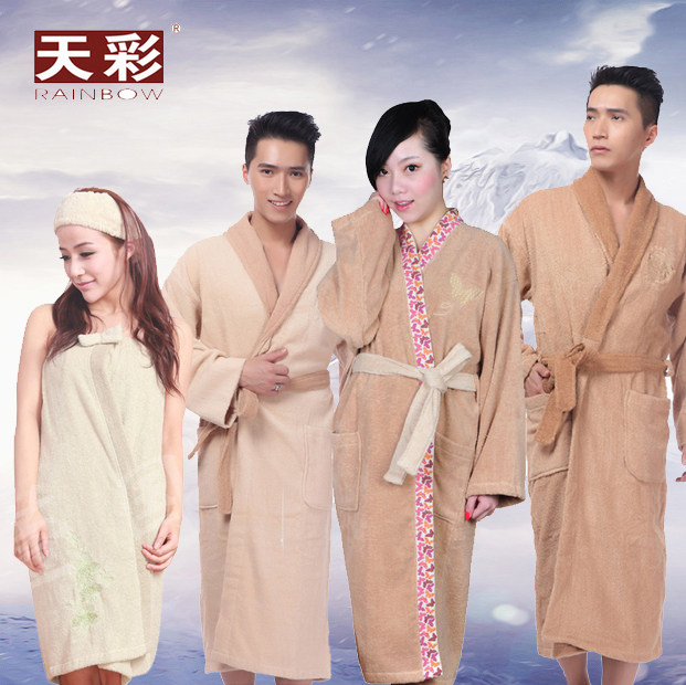 天彩 新疆彩棉纯棉全棉毛巾料男女浴袍浴衣浴裙抹胸睡衣家居服