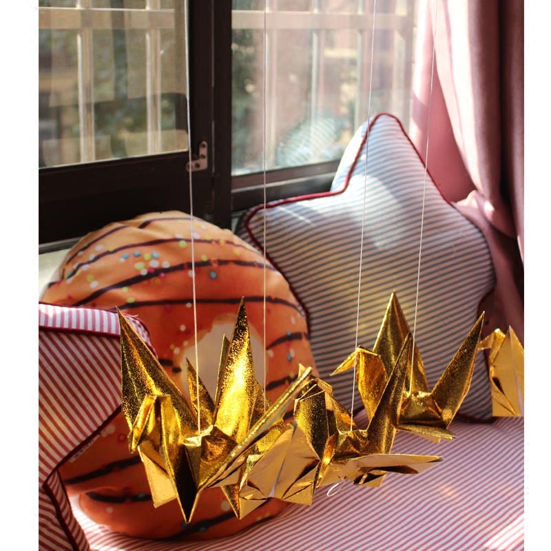 新品创意吊饰金色银色千纸鹤折纸成品穿线婚礼现场布置节日挂饰品