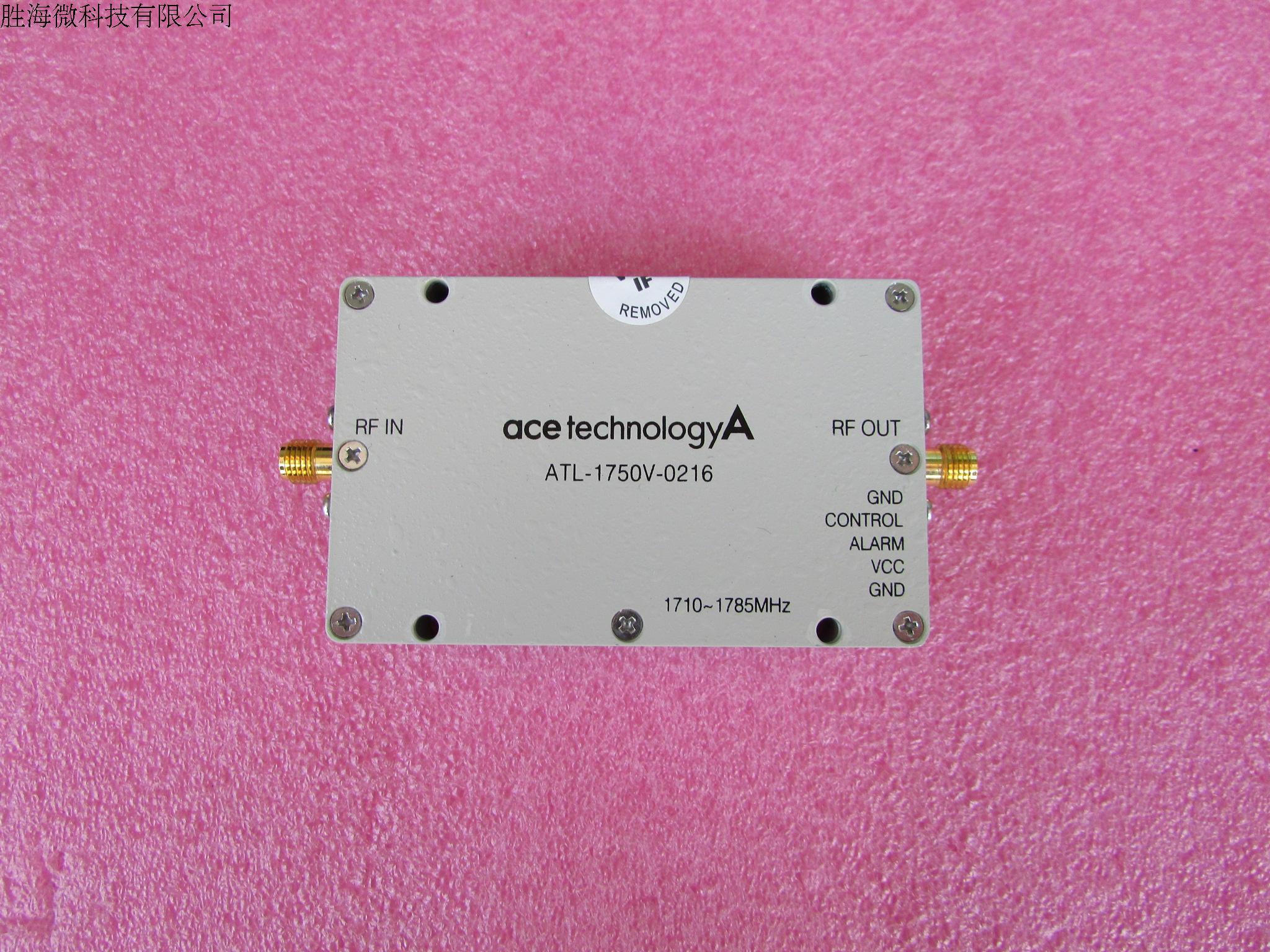 Ace进口  ATL-1750V-0216 1710-1785MHz 17dB射频微波AGC 增益控制放大器 质量包好，包能用  可提供详细测试图 工作频率: 1710-1785MHz 增益: 17dB（增益控制0-10dB) 控制电压0-5V 输出功率: 8dBm 工作电压：+12V /