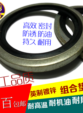 sty密封垫英制氟胶镀锌组合垫圈自定芯耐油防水防锈耐腐蚀管接头