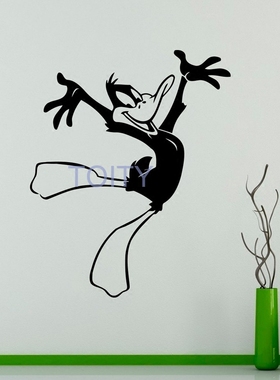 快乐的达菲鸭卡通贴画 Daffy Duck 大活鸭美式怀旧动画太菲鸭贴纸