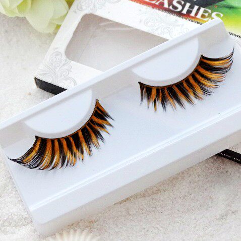 创意染色金色斑马纹假睫毛眼尾拉长款硬梗舞台拉丁舞娃娃造型r073