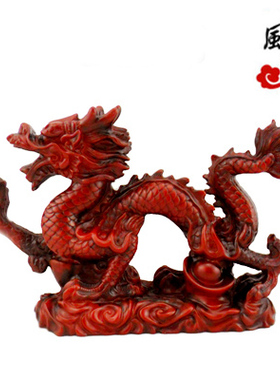 吉祥物仿红木雕龙时尚风创意摆件