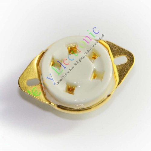 陶瓷5脚电子管座搭棚用，面板反面安装镀金脚，适用于807 FU-7 24 37 46 27 FD-422等电子管