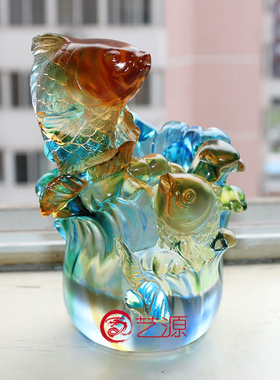 琉璃年年有余送朋友同事风摆件