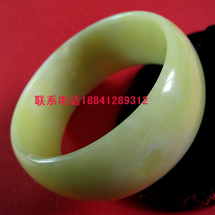 天然岫玉手镯宽版 黄金玉石手镯宽条 姜花手镯送妈妈礼物