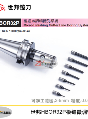 台湾世邦精镗刀 HBOR32P极细精搪刀 BT30/40-HBOR32P(2-9mm)套装