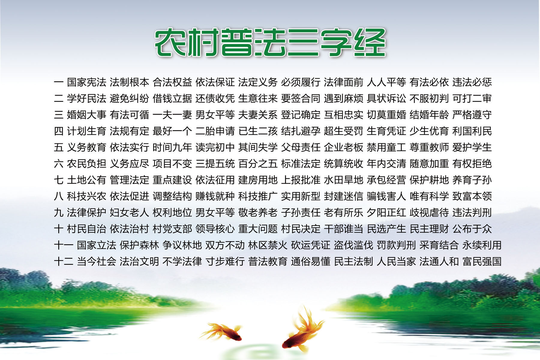 733海报印制展板写真喷绘贴纸244创文宣传农村普法三字经