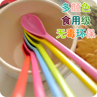 韩国环保美耐皿瓷糖果色长柄奶茶咖啡搅拌勺 韩版儿童调羹勺 特价