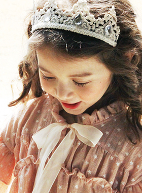 韩国儿童发饰可爱公主生日蕾丝皇冠发带敲仙宝宝发箍女童王冠头饰