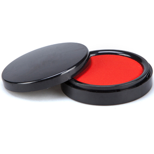 齐心B3747快干印台红色印泥圆形印章印台中号办公用品印台印油盒85MM直径